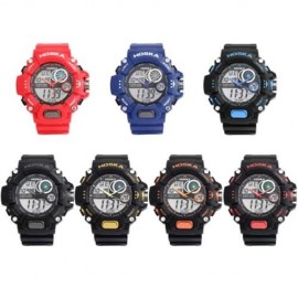 HOSKA HD031B CHILDREN DUAL MOVT WATCH DATE DAY DISPLAY ALARM CHRONOGRAPH WRISTWATCH (RED W