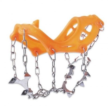 PAIRED STAINLESS STEEL 12 TEETH BUNDLED CRAMPONS FOR MOUNTAINEERING HIKING CLIMBING (ORANG