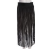 VINTAGE SOLID COLOR TASSEL DECORATION LADIES BUCKLE DESIGN BELT (BLACK)