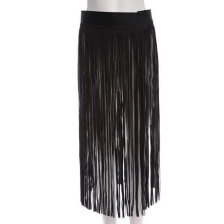 VINTAGE SOLID COLOR TASSEL DECORATION LADIES BUCKLE DESIGN BELT (BLACK)