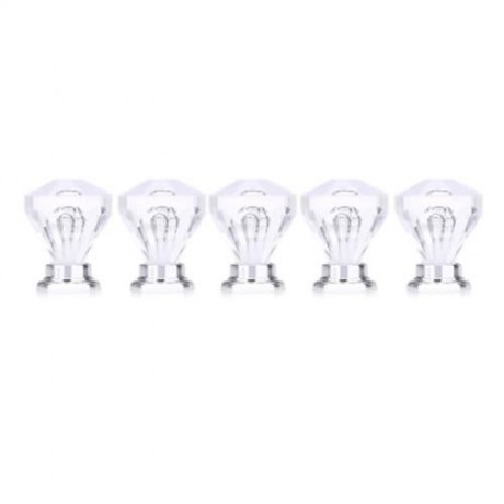 5PCS TRANSPARENT ACRYLIC DOOR DRAWER CABINET WARDROBE HANDLE KNOB WITH SCREW (TRANSPARENT)