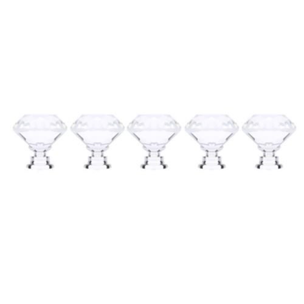 5PCS FASHION GLASS DOOR DRAWER CABINET WARDROBE HANDLE KNOB WITH SCREW (TRANSPARENT)