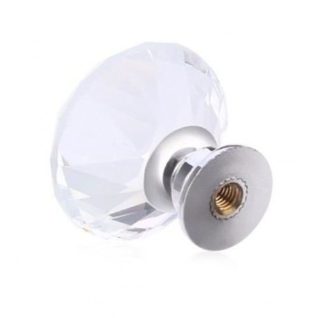 5PCS FASHION GLASS DOOR DRAWER CABINET WARDROBE HANDLE KNOB WITH SCREW (TRANSPARENT)