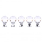 5PCS ROUND GLASS BALL DESIGN DOOR DRAWER CABINET WARDROBE HANDLE KNOB WITH SCREW (TRANSPAR
