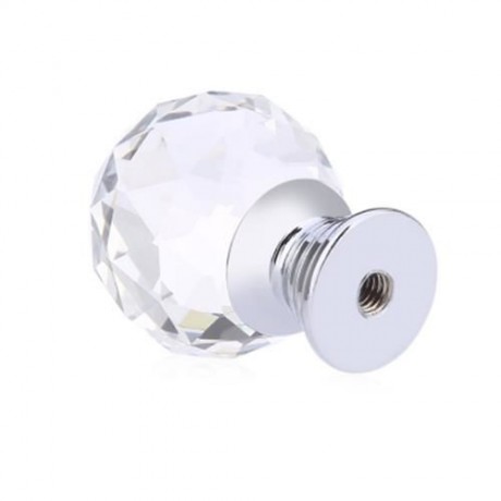 5PCS ROUND GLASS BALL DESIGN DOOR DRAWER CABINET WARDROBE HANDLE KNOB WITH SCREW (TRANSPAR