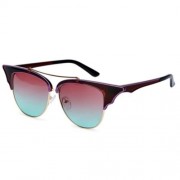 STYLISH CAT EAR LADIES COLOR COATED SUNGLASSES (PURPLE FRAME / PINK AND GREEN LENS)