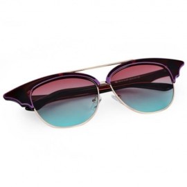 STYLISH CAT EAR LADIES COLOR COATED SUNGLASSES (PURPLE FRAME / PINK AND GREEN LENS)