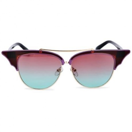 STYLISH CAT EAR LADIES COLOR COATED SUNGLASSES (PURPLE FRAME / PINK AND GREEN LENS)
