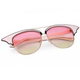 STYLISH CAT EAR LADIES COLOR COATED SUNGLASSES (IVORY FRAME / PINK AND YELLOW LENS)