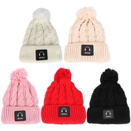 STYLISH EARPHONE PATTERN VENONAT LADIES PLUSH KNITTED HAT (BLACK)