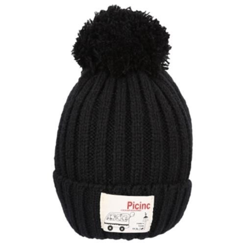 STYLISH CLOTH STICKING VENONAT LADIES WARM KNITTED HAT (BLACK)