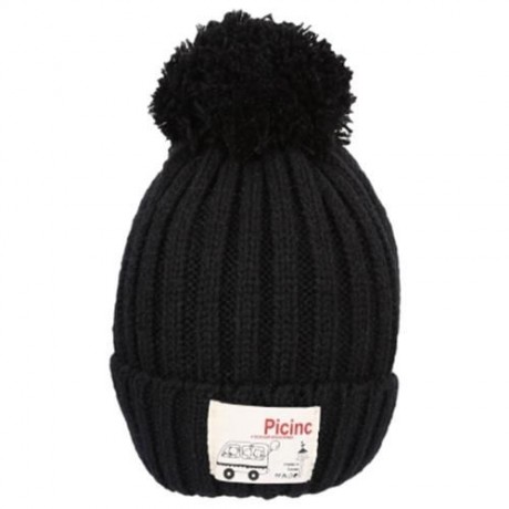 STYLISH CLOTH STICKING VENONAT LADIES WARM KNITTED HAT (BLACK)