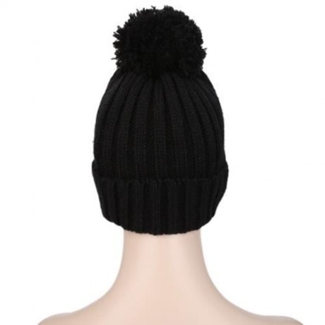 STYLISH CLOTH STICKING VENONAT LADIES WARM KNITTED HAT (BLACK)