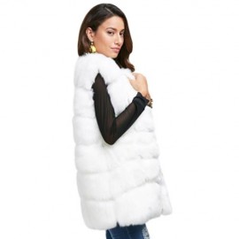 CHIC ROUND COLLAR FAUX FUR PURE COLOR WAISTCOAT FOR WOMEN (WHITE)