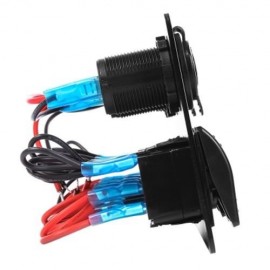 VEHICLE 5 PIN DOUBLE LED LIGHT DUAL USB CHARGER 6 BIT SWITCH VOLTMETER COMPOSITE PANEL