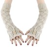 STYLISH LACE DECORATION BUTTON HOLLOW OUT DESIGN GIRLS LONG GLOVES (OFF-WHITE)