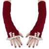 STYLISH LACE DECORATION BUTTON HOLLOW OUT DESIGN GIRLS LONG GLOVES (RED)