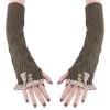 STYLISH LACE DECORATION BUTTON HOLLOW OUT DESIGN GIRLS LONG GLOVES (KHAKI)