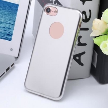 FROSTED ELECTROPLATE PLATING TPU PROTECTIVE BACK COVER FOR IPHONE 7 4.7 INCH (SILVER)