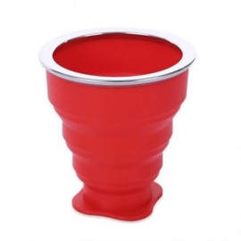 SILICONE PORTABLE COLLAPSIBLE FOLDING CUP FOR OUTDOOR CAMPING HIKING MOUNTAINEERING (RED)