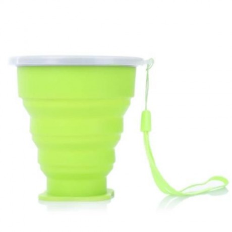 SILICONE PORTABLE COLLAPSIBLE FOLDING CUP FOR OUTDOOR CAMPING HIKING MOUNTAINEERING (GREEN