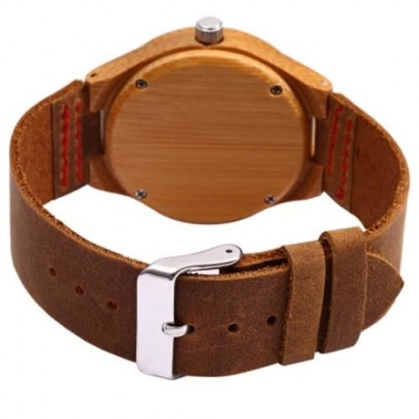 REDEAR MALE QUARTZ WATCH WATER RESISTANCE IMPORTED MOVT SKULL PATTERN WOODEN CASE WRISTWAT