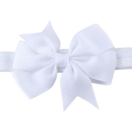 CHARMING BABY GIRL CHILD BOWKNOT STRIPED SWALLOW TAIL ELASTIC HEADWEAR HEADBAND (WHITE)
