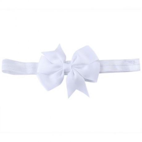CHARMING BABY GIRL CHILD BOWKNOT STRIPED SWALLOW TAIL ELASTIC HEADWEAR HEADBAND (WHITE)