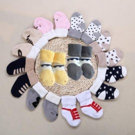 COMFORTABLE THICKENING NEWBORN BABY INFANT PRINT TOWEL SOCKS (YELLOW)