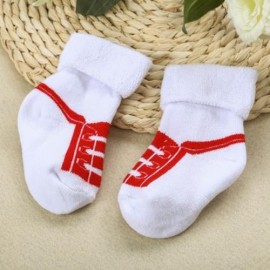 COMFORTABLE THICKENING NEWBORN BABY INFANT PRINT TOWEL SOCKS (RED)