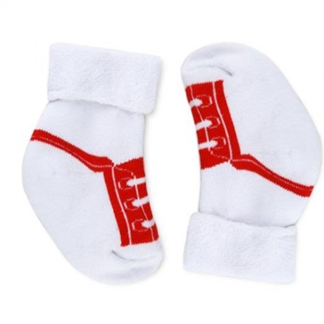 COMFORTABLE THICKENING NEWBORN BABY INFANT PRINT TOWEL SOCKS (RED)