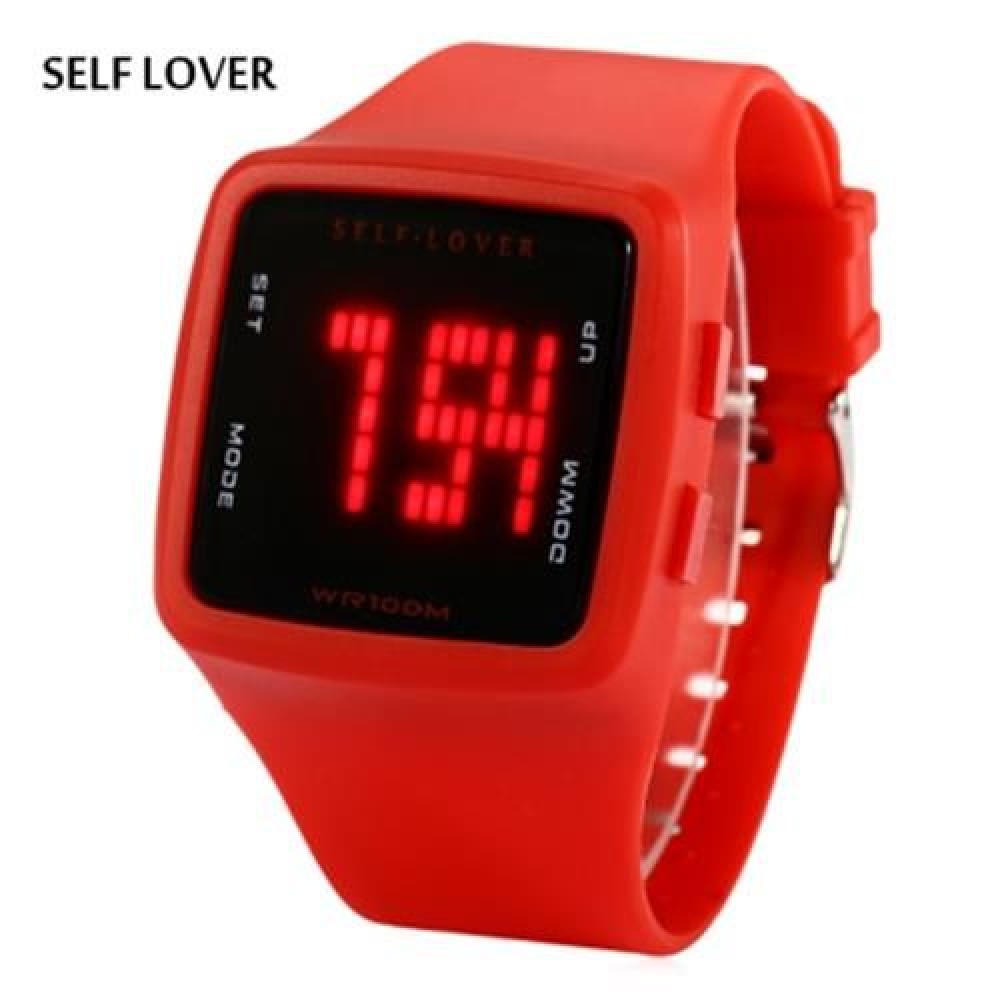 SELF LOVER HZ492 UNISEX LED DIGITAL WATCH SILICONE STRAP DATE DISPLAY WATER RESISTANCE WRI