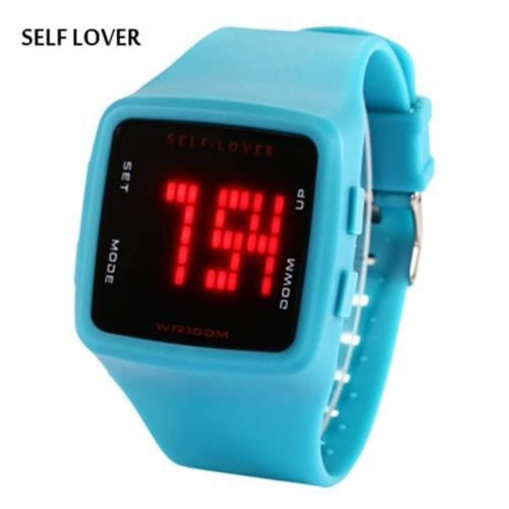 SELF LOVER HZ492 UNISEX LED DIGITAL WATCH SILICONE STRAP DATE DISPLAY WATER RESISTANCE WRI