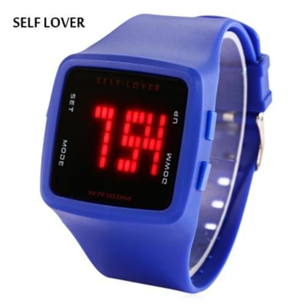 SELF LOVER HZ492 UNISEX LED DIGITAL WATCH SILICONE STRAP DATE DISPLAY WATER RESISTANCE WRI