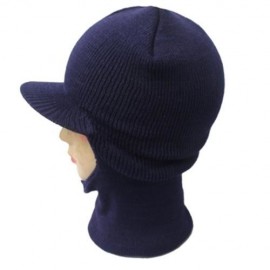 ELASTIC KNIT FACE MASK NECK WITH BRIM WARMER SKI CAP (CERULEAN)