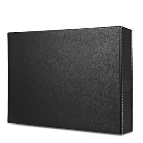 5 MIXED SLOTS MULTIFUNCTIONAL LEATHER WATCH DISPLAY BOX JEWELRY STORAGE ORGANIZER (BLACK)