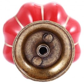 COUNTRY STYLE CERAMIC PUMPKIN SHAPE DRAWER CABINET WARDROBE HANDLE KNOB WITH SCREW (RED)
