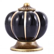 COUNTRY STYLE CERAMIC PUMPKIN SHAPE DRAWER CABINET WARDROBE HANDLE KNOB WITH SCREW (BLACK)