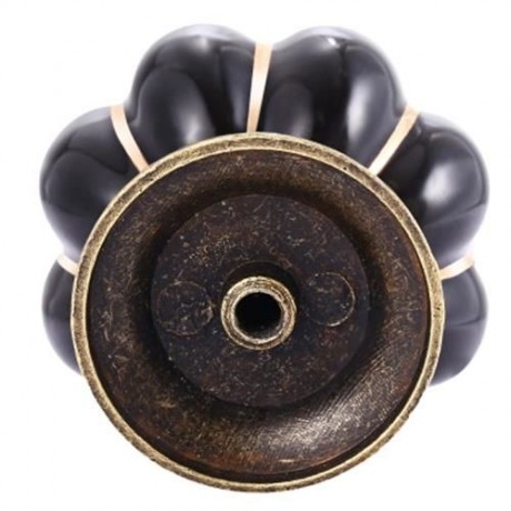 COUNTRY STYLE CERAMIC PUMPKIN SHAPE DRAWER CABINET WARDROBE HANDLE KNOB WITH SCREW (BLACK)