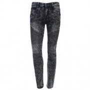 CASUAL DRAPE DECORATION MALE SLIM FIT PENCIL JEANS (GRAY)