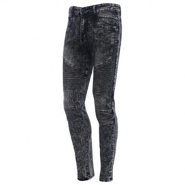 CASUAL DRAPE DECORATION MALE SLIM FIT PENCIL JEANS (GRAY)