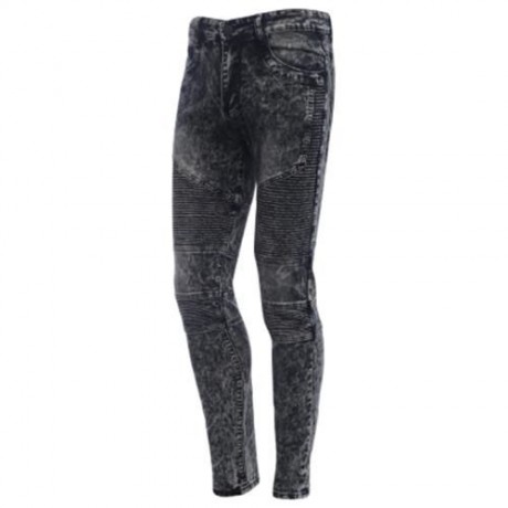 CASUAL DRAPE DECORATION MALE SLIM FIT PENCIL JEANS (GRAY)