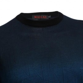 CASUAL GRADIENT ROUND NECK MALE LONG SLEEVE SHIRT (BLUE)
