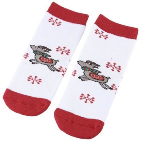 SOFT CHRISTMAS GIFT CHILD UNISEX CARTOON PRINT TERRY THICKENING TOWEL SOCKS (WHITE)