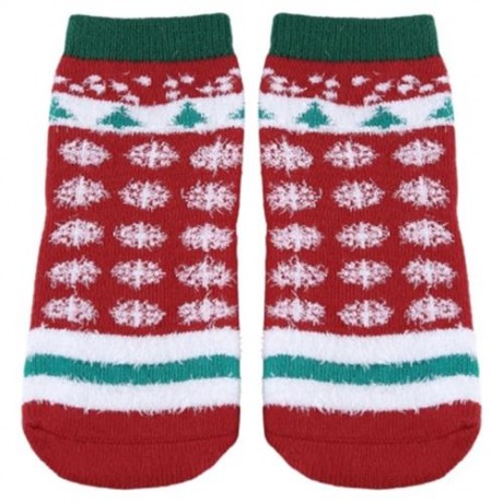 SOFT CHRISTMAS GIFT CHILD UNISEX CARTOON PRINT TERRY THICKENING TOWEL SOCKS (SNOW SHAPE)