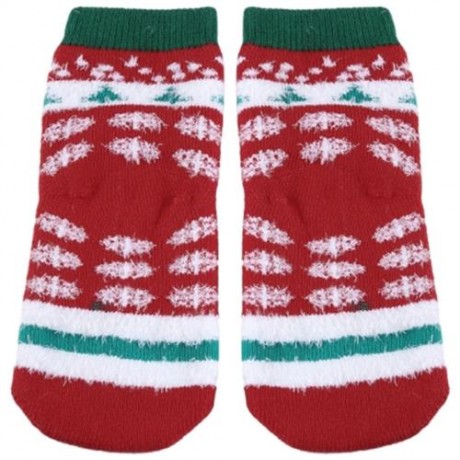 SOFT CHRISTMAS GIFT CHILD UNISEX CARTOON PRINT TERRY THICKENING TOWEL SOCKS (SNOW SHAPE)