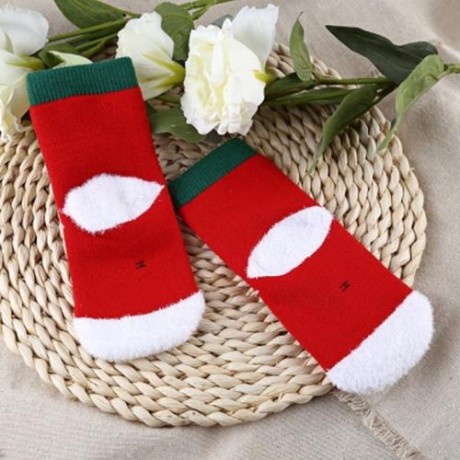 SOFT CHRISTMAS GIFT CHILD UNISEX CARTOON PRINT TERRY THICKENING TOWEL SOCKS (GREEN)