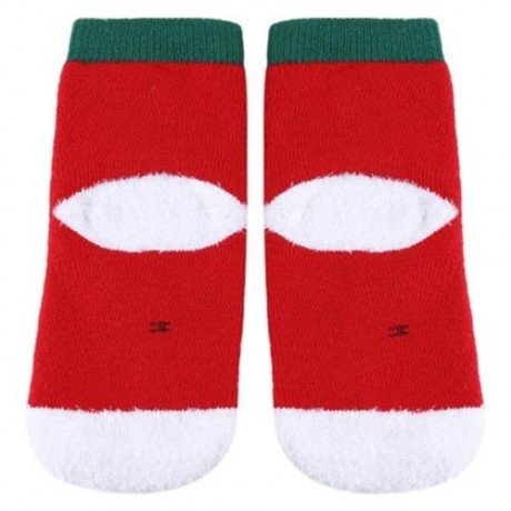 SOFT CHRISTMAS GIFT CHILD UNISEX CARTOON PRINT TERRY THICKENING TOWEL SOCKS (GREEN)