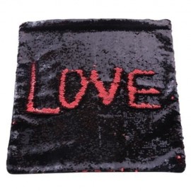 40 X 40CM FASHION DIY TWO TONE GLITTER SEQUINS THROW PILLOW DECORATIVE CUSHION COVER (RED)
