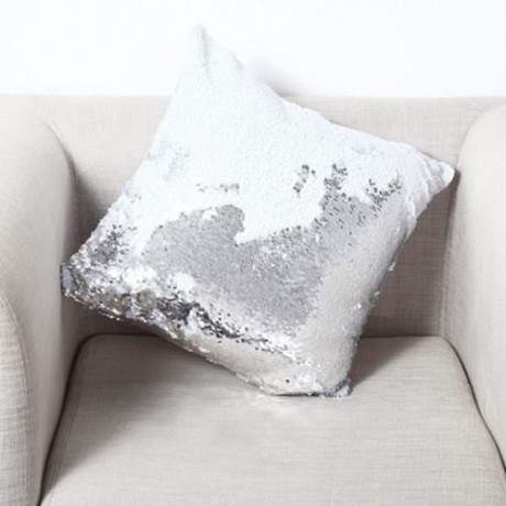 40 X 40CM FASHION DIY TWO TONE GLITTER SEQUINS THROW PILLOW DECORATIVE CUSHION COVER (SILV